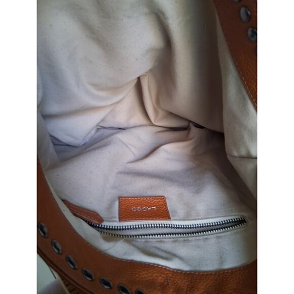 Laggo Womens Large Pebbled Leather Slouchy Studded Boho Hobo Classy Shoulder Bag - Picture 11 of 12